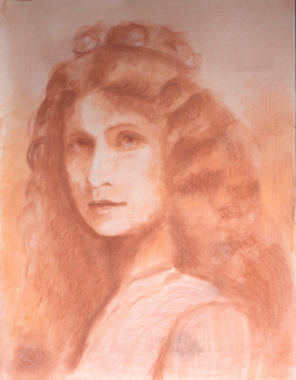 Red 19th century lady